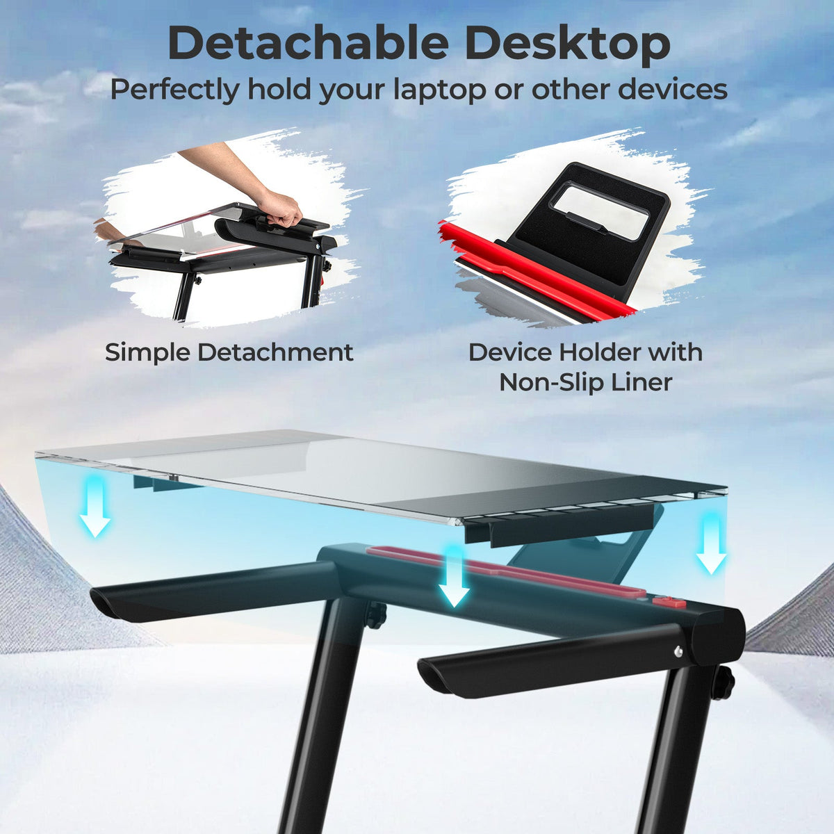 3-in-1 Folding Treadmill with Desk and LCD Display