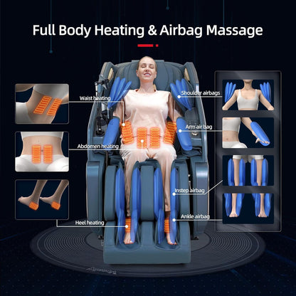 4D Massage Chair Full Body Zero Gravity Massage Chair Recliner Shiatsu with Heat, AI Voice Control, Foot Roller & 3-Zone Heating - Home Electric Massager for Mom/Wife/Dad/Home Office
