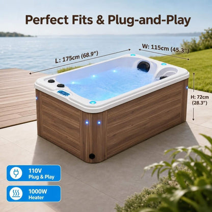 Aeris 2-Person Outdoor Hot Tub with 15 Hydro Jets
