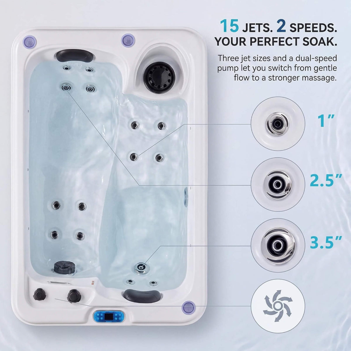 Aeris 2-Person Outdoor Hot Tub with 15 Hydro Jets