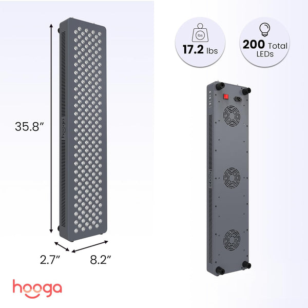 Red Light Therapy Panel Designed for Full Body Sessions, 200 LEDs, 660nm Red & 850nm Near-Infrared, 1000W Output