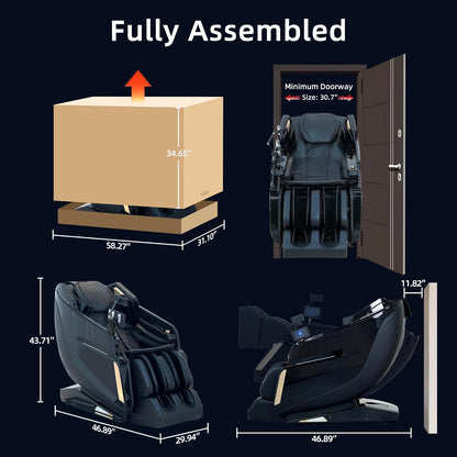 Massage Chair 4D Full Body Extended Sl-Track Zero Gravity Shiatsu Recliner