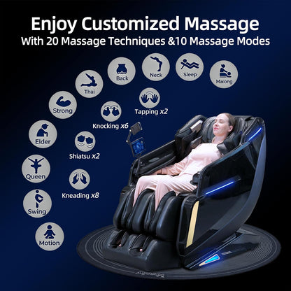 Massage Chair 4D Full Body Extended Sl-Track Zero Gravity Shiatsu Recliner