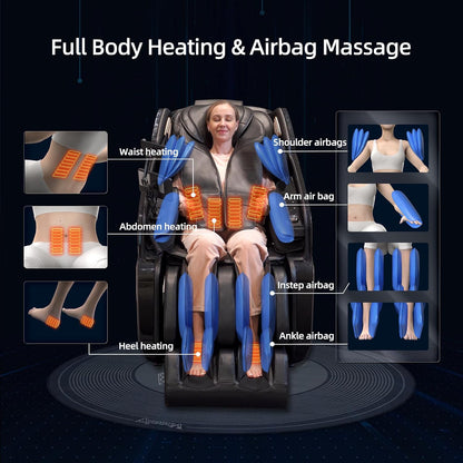 Massage Chair 4D Full Body Extended Sl-Track Zero Gravity Shiatsu Recliner