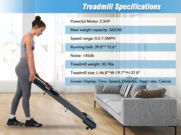 Folding Walking Pad Treadmill with Incline and Bluetooth
