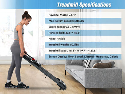 Folding Walking Pad Treadmill with Incline and Bluetooth