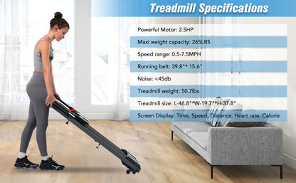 Folding Walking Pad Treadmill with Incline and Bluetooth
