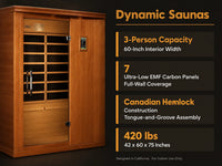 Infrared Home Sauna Built for Three Person Capacity, Canadian Hemlock Construction, 7 Ultra-Low EMF Panels — Results & Stats