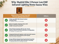 Madrid Elite 3 Person Low EMF Infrared Lighting Home Sauna — Comparison