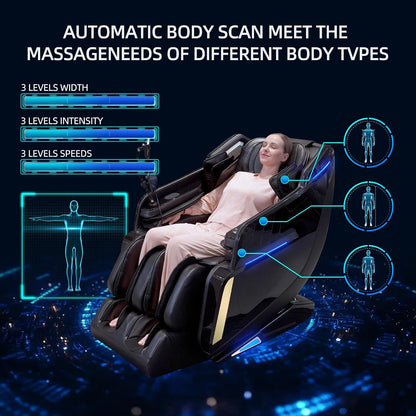 Massage Chair 4D Full Body Extended Sl-Track Zero Gravity Shiatsu Recliner
