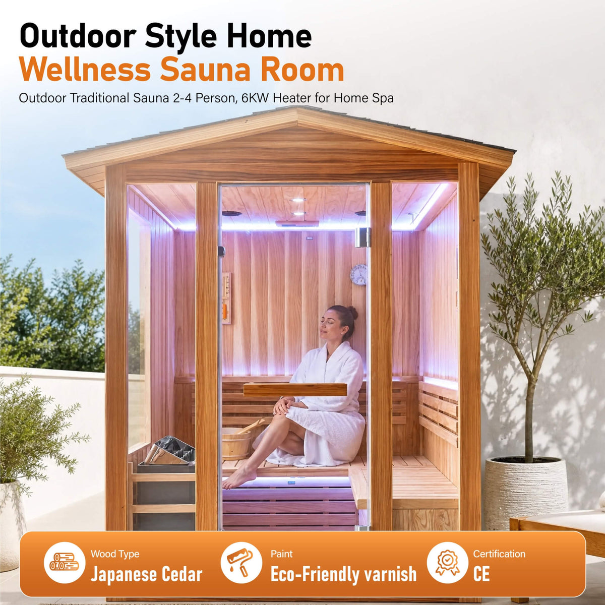 Solenne Outdoor 4-Person Traditional Steam Sauna