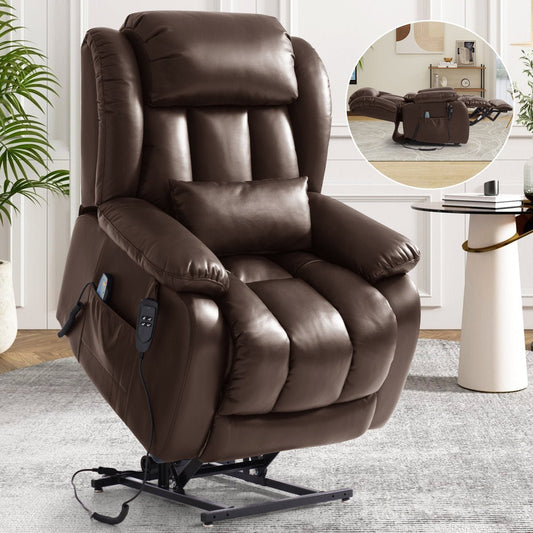 Lay Flat Power Lift Chair Recliner with Heat & Massage