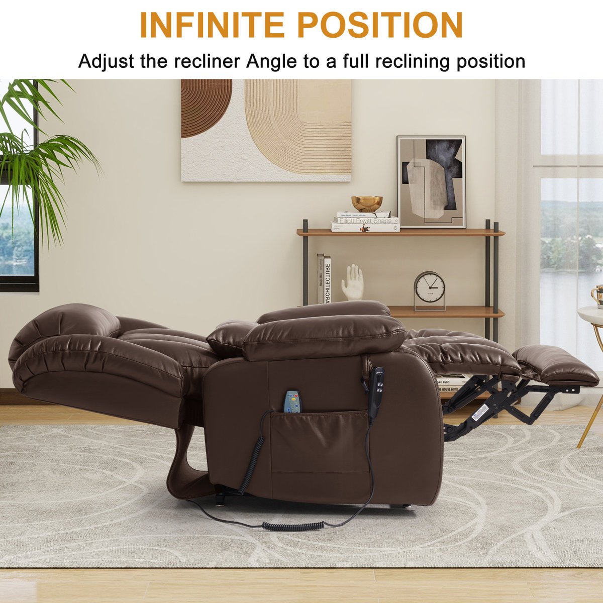 Lay Flat Power Lift Chair Recliner with Heat & Massage