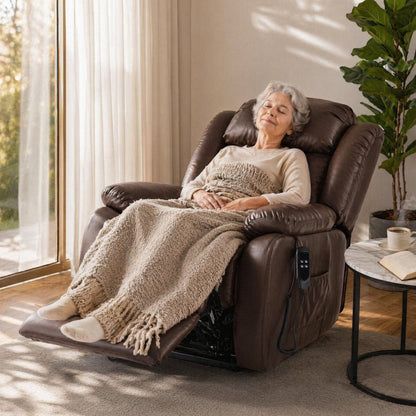 Lay Flat Power Lift Chair Recliner with Heat & Massage