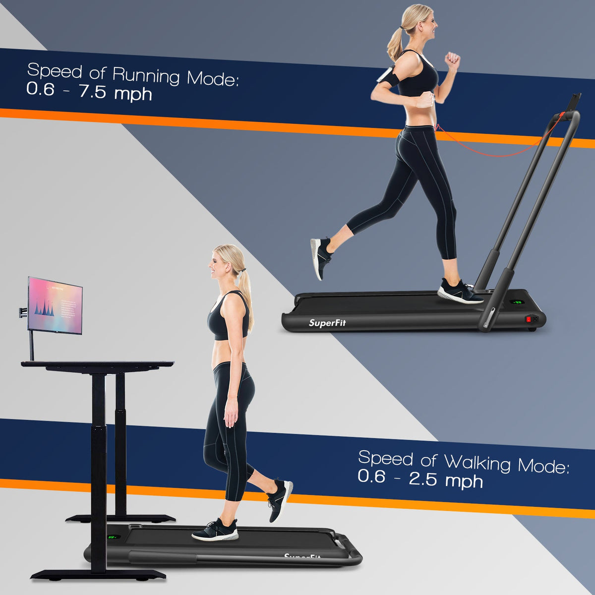 2-in-1 Folding Treadmill with Remote and LED Display