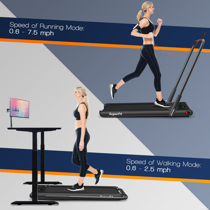 2-in-1 Folding Treadmill with Remote and LED Display