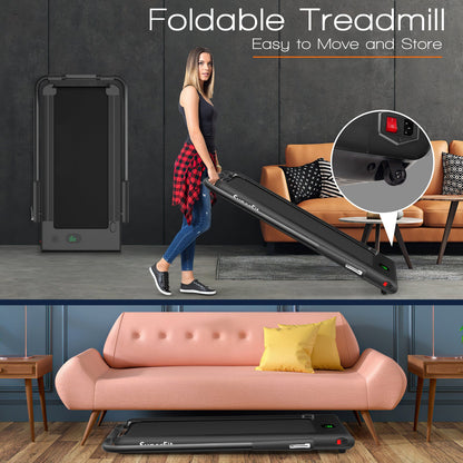 2-in-1 Folding Treadmill with Remote and LED Display