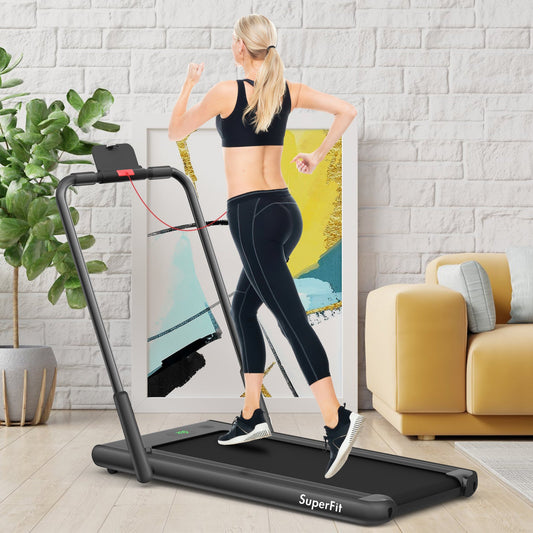 2-in-1 Folding Treadmill with Remote and LED Display