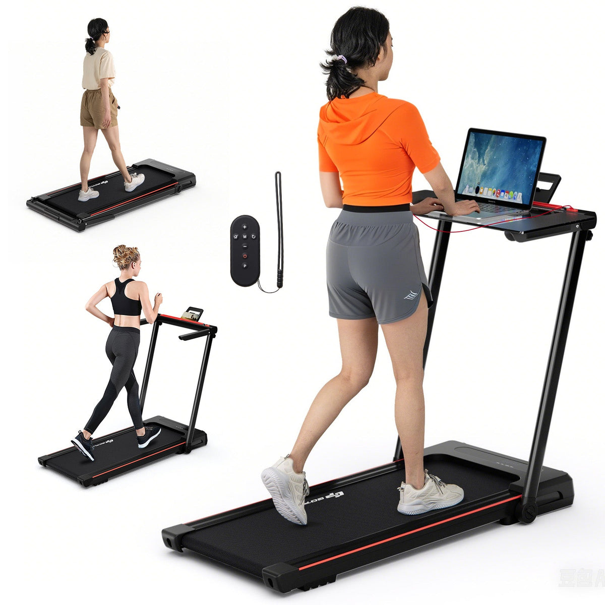 3-in-1 Folding Treadmill with Desk and LCD Display